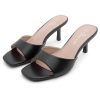 Women's Low Heels Stiletto Heeled Slides, Open Toe One Band Slip-On Heeled Mules – Dressy Heeled Sandals for Prom, Party Wedding