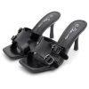 Melrose Women's High Heels Stiletto Heeled Slides, Square Open Toe One Band Slip-On Heeled Mules – Dressy Clear Heeled Sandals