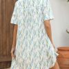 Summer Floral Dress Women's Printed Casual Sundress Short Sleeve Button Up Shirt Dresses with Pockets