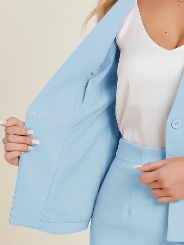 Business Skirt Suit Set for Women's 2 Piece Office Work Outfit Collarless Blazer Pencil Skirt