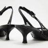 Slingback Pumps for Women Mesh Kitten Heels Pointed Toe Heeled Sandals Buckle Ankle Strap Low Heeled Pumps