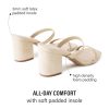 Silver Dressy Women's Heeled Sandals - Size 0, Medium Width, 3 Inch Block Heel, Double Strap, Faux Leather, Open Toe, Slingback