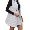 Women's 2 Piece Outfit Workwear Plaid Print Lapel Neck Vest Blazer and Skirt Set