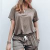 Two Piece Outfits for Women Lounge Sets Button Down Top and Shorts Set Sweatsuits with Pockets