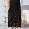 Womens Hollow Out Maxi Skirts Summer High Waisted Boho Fringe Hem Long Skirt