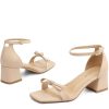 Women's Heeled Sandals Strappy Low Block Heels Chunky for Women Comfortable Ankle Strap Open Toe Party Wedding Dress Shoes for