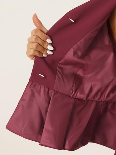 Business Suit Sets for Women's 2 Piece Outfits Collarless Peplum Blazer Formal Pencil Skirt Suit