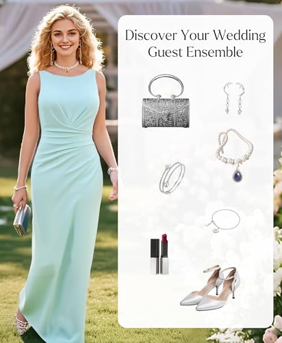 Formal Office Dresses for Women - Long Dress - Ruched Bodycon Maxi Dress Backless