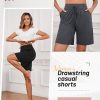 3 Pack Cotton Bermuda Shorts for Women Wide Leg High Waisted Drawstring Gym Shorts with Pocket