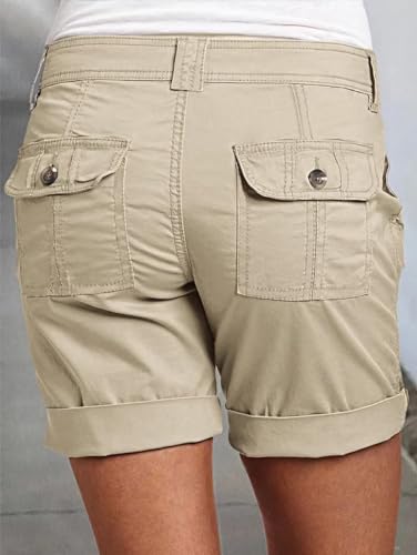 Women's Cargo Shorts Trendy Low Waist Summer Hiking Shorts with Flat Pocket