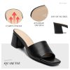 Women's Square Toe Heeled Sandals Low Chunky Heel Comfortable Dress Heels Slip on Casual Pumps Shoes