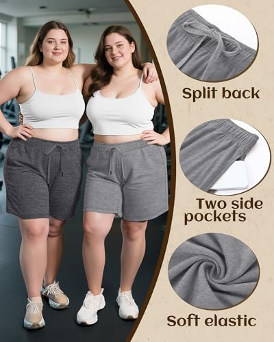 3 Pack Plus Size Bermuda Shorts for Women Comfy Loose Casual Drawstring Sweat Pants with Pockets XL-5XL