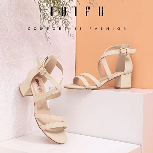 Women's Block Low Chunky Heel Strappy Sandals Open Toe Ankle Strap Dress Wedding Evening Shoe for Women Bridal