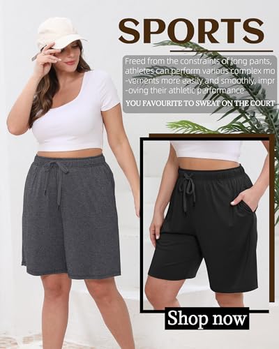3 Pack Plus Size Bermuda Shorts for Women Comfy Loose Casual Drawstring Sweat Pants with Pockets XL-5XL