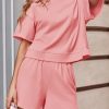 Womens 2 Piece Outfits Casual Oversized Cropped Sweatshirt and High Waist Running Shorts Tracksuit Sets