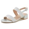 Women's Open Toe Ankle Strap Low Block Chunky Heels Sandals Holiday Party Wedding Dress Pumps Shoes