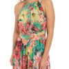 Sleeveless Maxi Floral Women-Halter Neck Pleated Summer Long Dress for Special Occasions