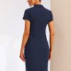 Women's Business Skirt Suit Set Work Office Short Sleeve Blazer Jacket Pencil Skirt