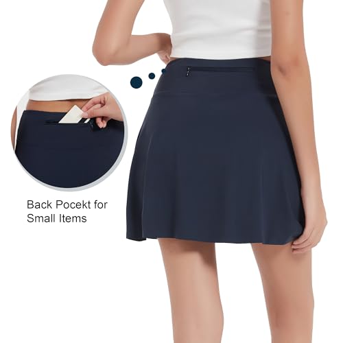 17" Women's Premium Cooling Silky Tech Nylon Athletic Skort with Pockets for Golf Tennis Workout and Casual Wear