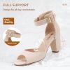 Women's Candie-MI Peep Toe Low Block Heels Sandals Ankle Strap Comfy Chunky Wedding Dress Shoes