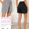 3 Pack Women's Casual Shorts Lounge Soft Summer Ribbed Elastic High Waisted Shorts Pocket Workout Athletic SweatShorts