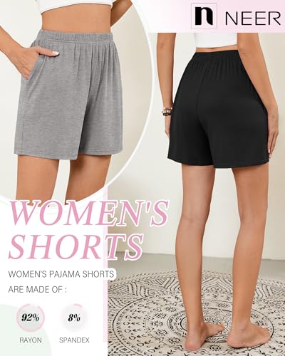 3 Pack Women's Casual Shorts Lounge Soft Summer Ribbed Elastic High Waisted Shorts Pocket Workout Athletic SweatShorts