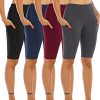 4 Pack Biker Yoga Shorts with Pockets for Women,High Waisted Athletic Running Workout Gym Shorts Tummy Control
