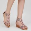 Sandals Womens Wedge Shoes: Comfortable Dressy Wedges Sandal with Zipper Summer Gladiator Sandals Open Toe