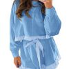 Women's 2 Piece Lounge Sets Ruffle Color Block Cropped Sweatshirts Casual Drawstring Shorts Fall Loose Sweatsuits