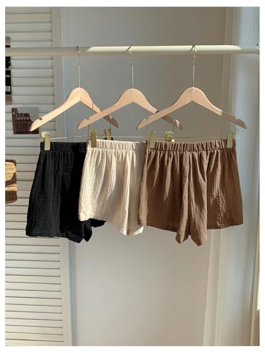 Women's 3 Pack Linen Shorts Summer Lounge Sleep Pajama Boxer Shorts