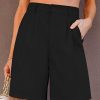 Bermuda Shorts for Women Dressy Casual High Waisted Summer Work Elastic Waist Pleated Dress Shorts with Pockets