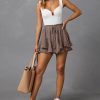 Flowy Shorts for Women Casual Boho Floral Skorts Ruffle Mini Skirts Running Tennis Butterfly Chiffon Shorts