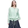 Womens Button-Down Cardigans Knit Stretchy Sweaters Drawstring Lightweight