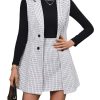 Women's 2 Piece Outfit Workwear Plaid Print Lapel Neck Vest Blazer and Skirt Set