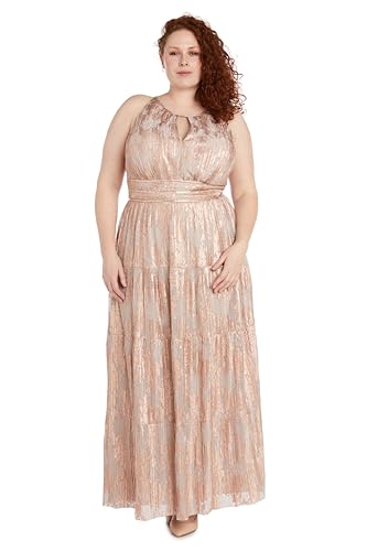 Women's Metallic Bloom Pleated Maxi Dress