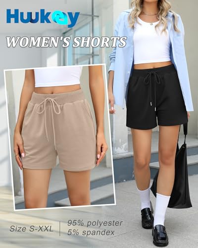 3 Pack Women's Sweat Shorts Comfy Casual Lounge Drawstring High Waisted Summer Athletic Shorts with Pockets
