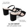 Stormi Heeled Sandals Women Dressy Summer Flat Mules- Square Toe Double Band Low Block Heel Sandals - Chunky Sandals for Women -