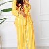 Women's Casual Two Piece Outfits Striped Long Sleeve Collar Button Down Shirt Blouse High Waist Wide Leg Pants Sets