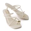 Maui Strappy Womens Sandals with Kitten Heels – Vegan Leather Slip On Dress Sandals for Women, Square Toe Wedding Shoes