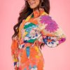 Women's Summer 2 Piece Outfits Print Button Down Shirt Shorts Pockets Long Sleeve Beach Vacation Going Out Outfits