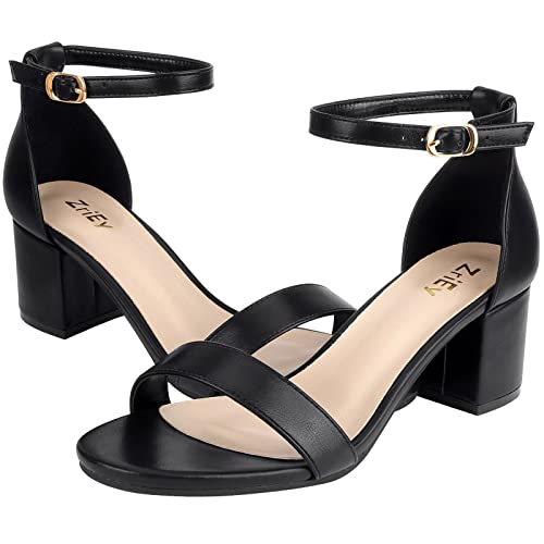 Chunky Heels for Women Strappy Platform Sandals Open Toe Heeled Sandals Ankle Strap Adjustable Buckle Lucite Chunky High Heel