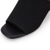 Women's Open Toe Heeled Mules Block Heels Sandals Knit Chunky Square Heels Slip On Breathable Slides Sandal
