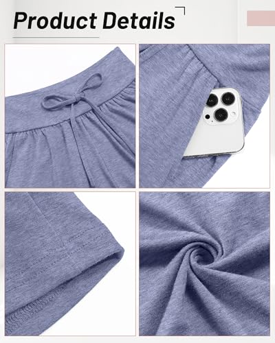 3 Pack Cotton Bermuda Shorts for Women Wide Leg High Waisted Drawstring Gym Shorts with Pocket