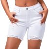 Women’s Casual Summer Ripped High Waisted Shorts Stretch Distressed Frayed Raw Hem Jean Shorts