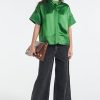 Women's Button Down Shirts Short Sleeve Cropped Dressy Casual Shirts Tops Loose Business Work Blouses
