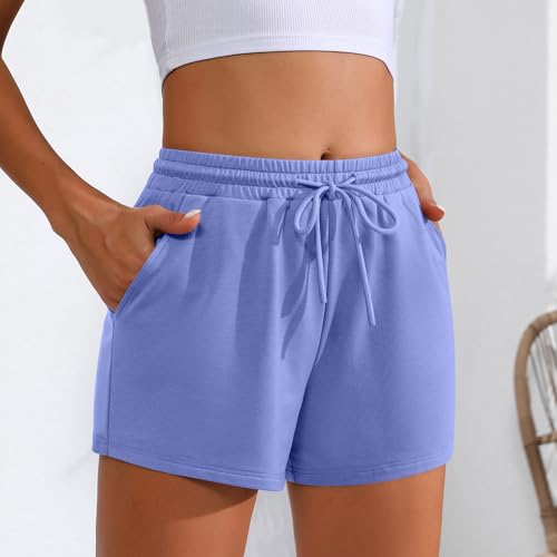 4 Pack Womens Sweat Shorts Casual Lounge Comfy Drawstring High Waist Summer Athletic Shorts with Pocket 2025
