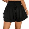 Women's Plus Size Smocked Tiered Ruffle Flowy Shorts Drawstring Elastic Waist Wide Leg Shorts
