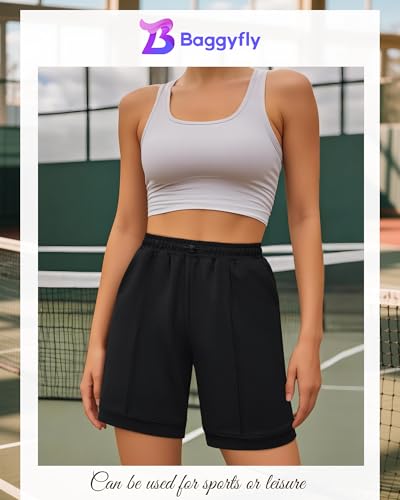 3 Pack Women's Athletic Drawstring Shorts Bermuda Long Sweat Short High Waist 9 Inch Loose Casual Pants with Pockets