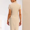 Women's Business Skirt Suit Set Work Office Short Sleeve Blazer Jacket Pencil Skirt