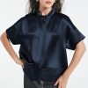 Women's Button Down Shirts Short Sleeve Cropped Dressy Casual Shirts Tops Loose Business Work Blouses